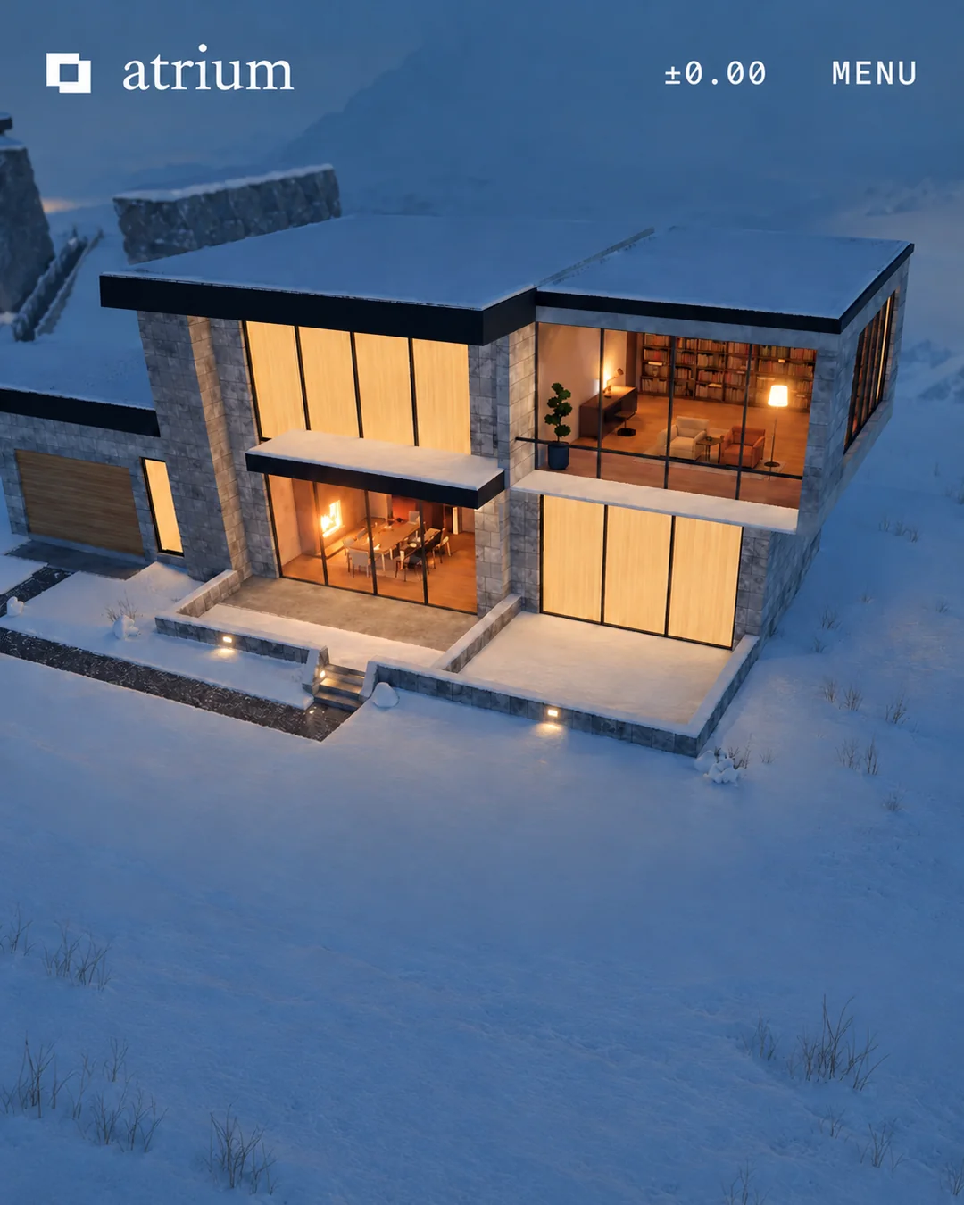 Site Atrium: uma paisagem 3D interativa para explorar.