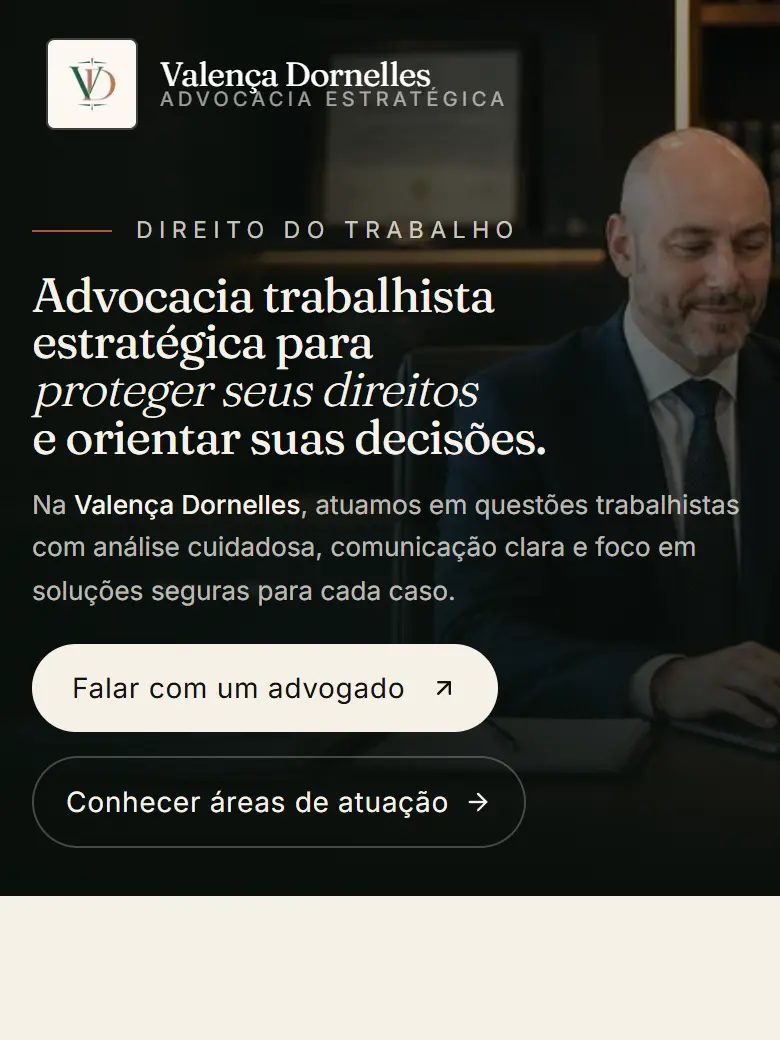 Site Valença Dornelles: um escritório de direito trabalhista que tira dúvidas com um chatbot.